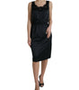 Dolce & Gabbana Black Polyester Lace Trim Sheath Midi Dress
