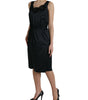 Dolce & Gabbana Black Polyester Lace Trim Sheath Midi Dress