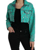 Dolce & Gabbana Green Cotton Tie Dye Cropped Cropped Denim Jacket