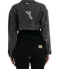 Dolce & Gabbana Dark Gray Cotton Stretch Cropped Denim Jacket