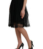 Dolce & Gabbana Black Nylon Lace Trim High Waist A-line Skirt
