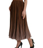 Dolce & Gabbana Brown Polyester Pleated High Waist Midi Skirt