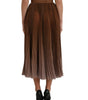 Dolce & Gabbana Brown Polyester Pleated High Waist Midi Skirt