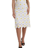 Dolce & Gabbana White Floral Pencil Straight Lace Skirt