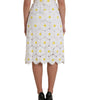 Dolce & Gabbana White Floral Pencil Straight Lace Skirt