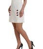 Dolce & Gabbana White Floral Brocade Embellished Mini Skirt