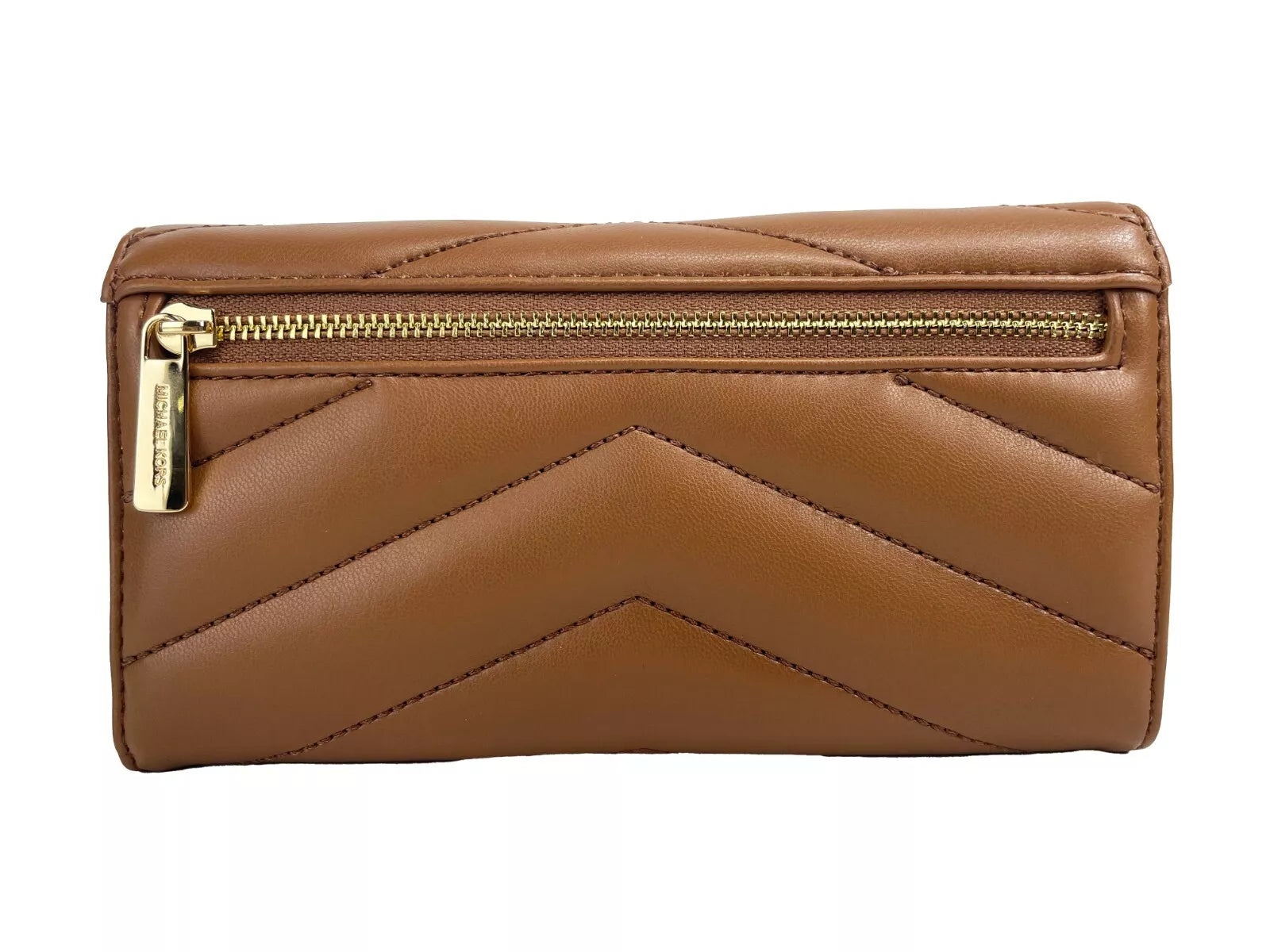 Grand portefeuille à trois volets en cuir matelassé Jet Set Travel de Michael Kors, marron