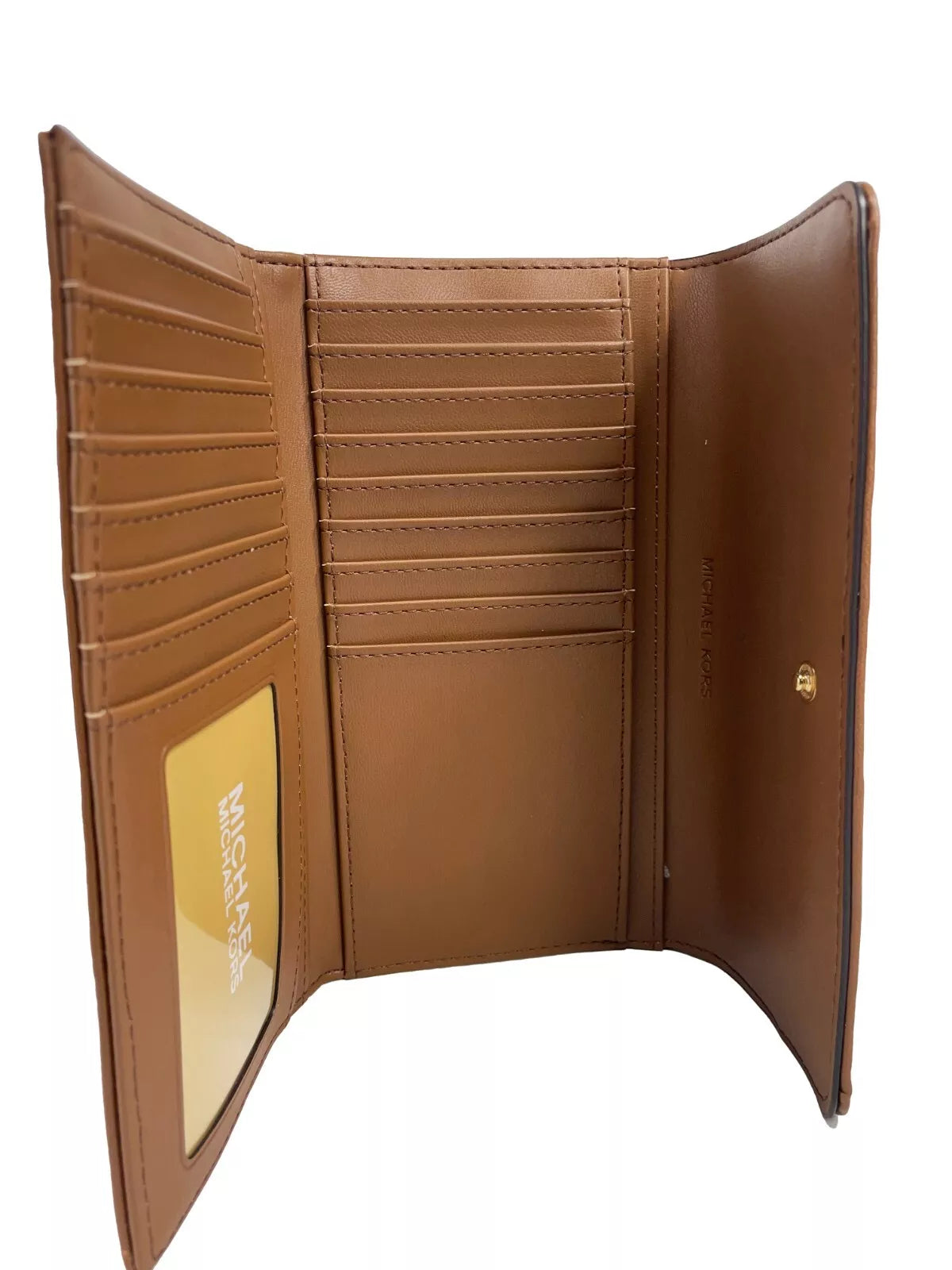 Grand portefeuille à trois volets en cuir matelassé Jet Set Travel de Michael Kors, marron