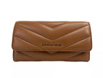 Grand portefeuille à trois volets en cuir matelassé Jet Set Travel de Michael Kors, marron