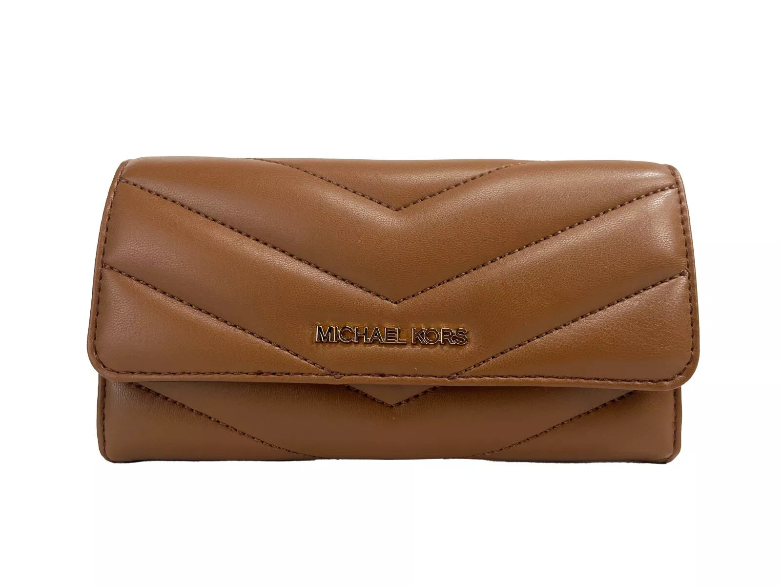 Grand portefeuille à trois volets en cuir matelassé Jet Set Travel de Michael Kors, marron