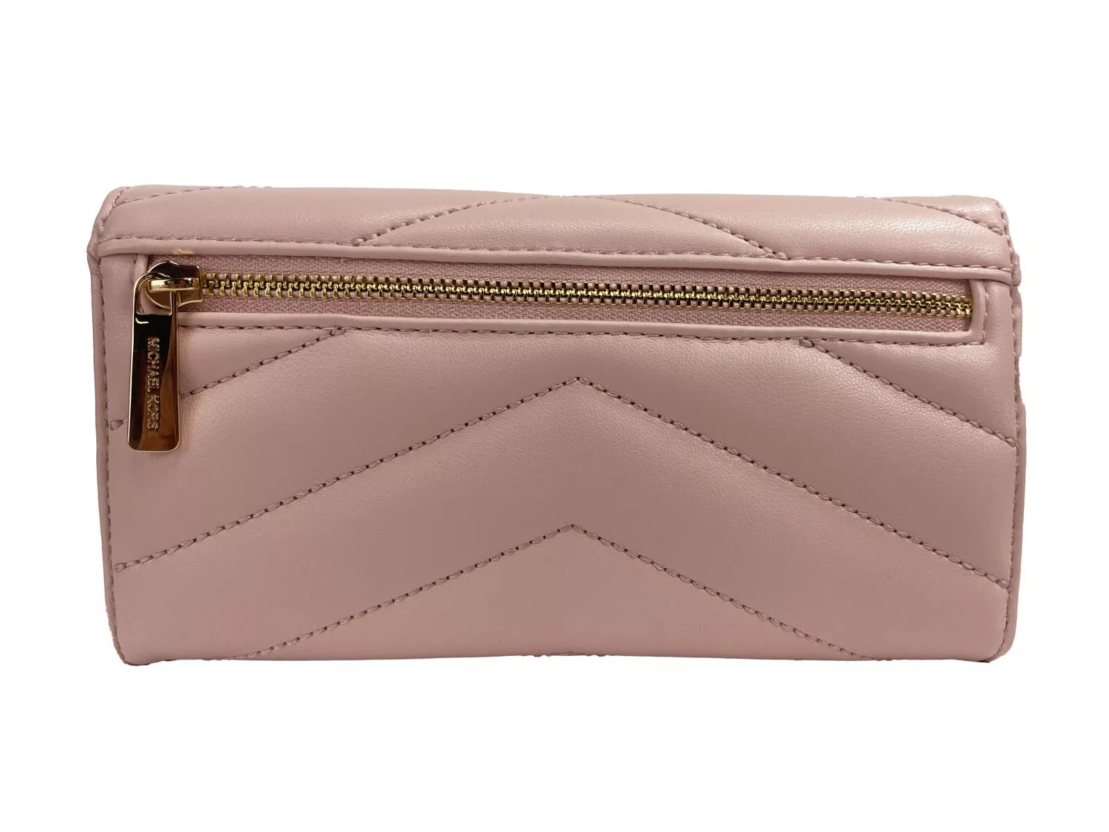 Grand portefeuille à trois volets en cuir matelassé Jet Set Travel de Michael Kors, blush poudre