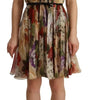 Dolce & Gabbana Beige Floral Sleeveless Round Neck Mini Dress