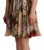 Dolce & Gabbana Beige Floral Sleeveless Round Neck Mini Dress