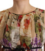 Dolce & Gabbana Beige Floral Sleeveless Round Neck Mini Dress