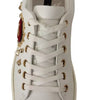 Dolce & Gabbana White Leather Gold Red Heart Sneakers Shoes