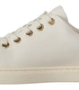 Dolce & Gabbana White Leather Gold Red Heart Sneakers Shoes