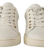 Dolce & Gabbana White Leather Gold Red Heart Sneakers Shoes
