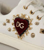 Dolce & Gabbana White Leather Gold Red Heart Sneakers Shoes