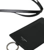 Dolce & Gabbana Black Calf Leather Lanyard Logo Card Holder Men Wallet