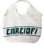 Sac cabas Dolce &amp; Gabbana en coton tricoté blanc et vert avec logo