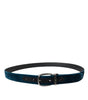 Dolce & Gabbana Blue Velvet Leather Silver Metal Buckle Belt