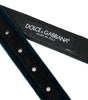Dolce & Gabbana Blue Velvet Leather Silver Metal Buckle Belt