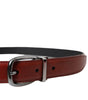 Dolce & Gabbana Brown Leather Silver Metal Buckle Belt Men