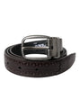 Dolce & Gabbana Dark Brown Perforated Leather Metal Buckle Belt Men