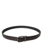 Dolce & Gabbana Dark Brown Perforated Leather Metal Buckle Belt Men