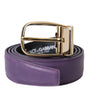 Dolce & Gabbana Purple Leather Gold Metal Buckle Belt Men