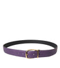 Dolce & Gabbana Purple Leather Gold Metal Buckle Belt Men