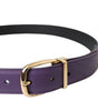 Dolce & Gabbana Purple Leather Gold Metal Buckle Belt Men