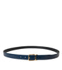 Dolce & Gabbana Blue Calf Leather Gold Metal Buckle Belt Men