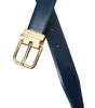 Dolce & Gabbana Blue Calf Leather Gold Metal Buckle Belt Men