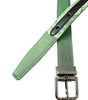 Dolce & Gabbana Green Leather Jacquard Silver Metal Buckle Belt