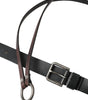 Dolce & Gabbana Black Brown Leather Silver Metal Buckle Belt