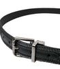 Dolce & Gabbana Black Jacquard Stripes Silver Metal Buckle Belt