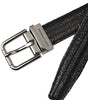 Dolce & Gabbana Black Jacquard Stripes Silver Metal Buckle Belt