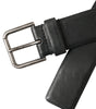 Dolce & Gabbana Black Calf Leather Silver Metal Buckle Belt