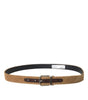Dolce & Gabbana Brown Velvet Silver Metal Buckle Belt Men