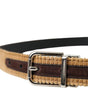 Dolce & Gabbana Brown Velvet Silver Metal Buckle Belt Men