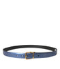 Dolce & Gabbana Metallic Blue Leather Gold Metal Buckle Belt