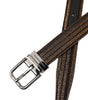 Dolce & Gabbana Gold Jacquard Stripes Silver Metal Buckle Belt