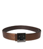 Dolce & Gabbana Metallic Bronze Leather Square Metal Buckle Belt