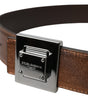 Dolce & Gabbana Metallic Bronze Leather Square Metal Buckle Belt