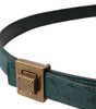 Dolce & Gabbana Dark Green Leather Square Metal Buckle Belt