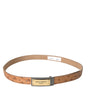Dolce & Gabbana Beige Leather Gold Logo Engraved Buckle Belt