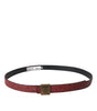 Dolce & Gabbana Brown Leather Square Metal Buckle Belt