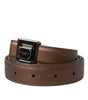 Dolce & Gabbana Bronze Leather Square Metal Buckle Belt