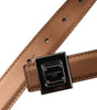 Dolce & Gabbana Bronze Leather Square Metal Buckle Belt